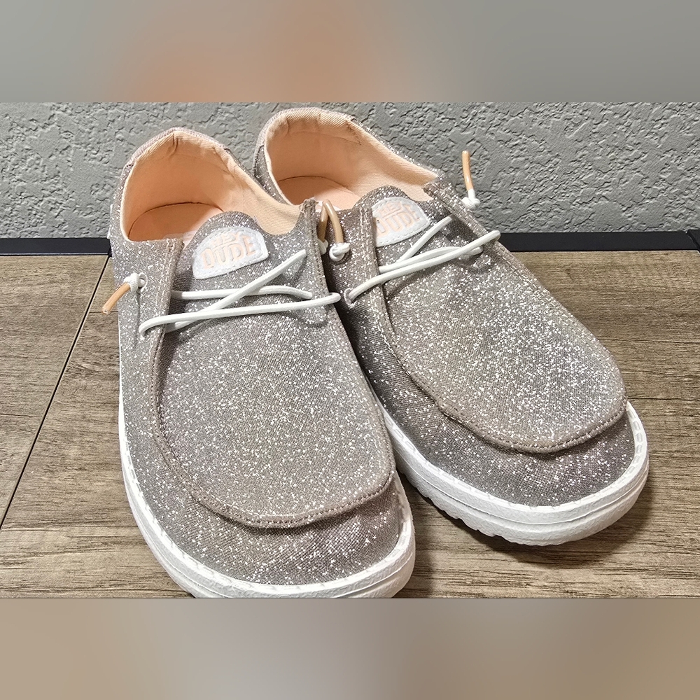 Hey Dude Wendy Metallic Sparkle Rose Gold.